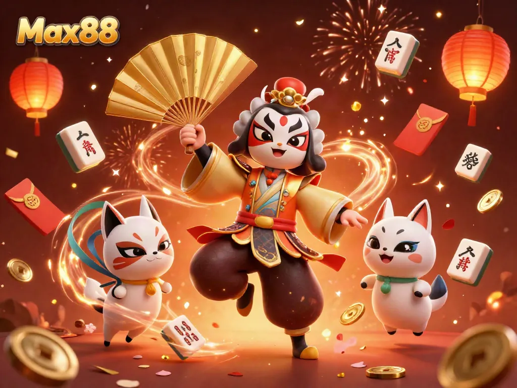 Experience the thrilling action at Max88 with vibrant 3D characters and festive elements showcasing online gaming excitement.