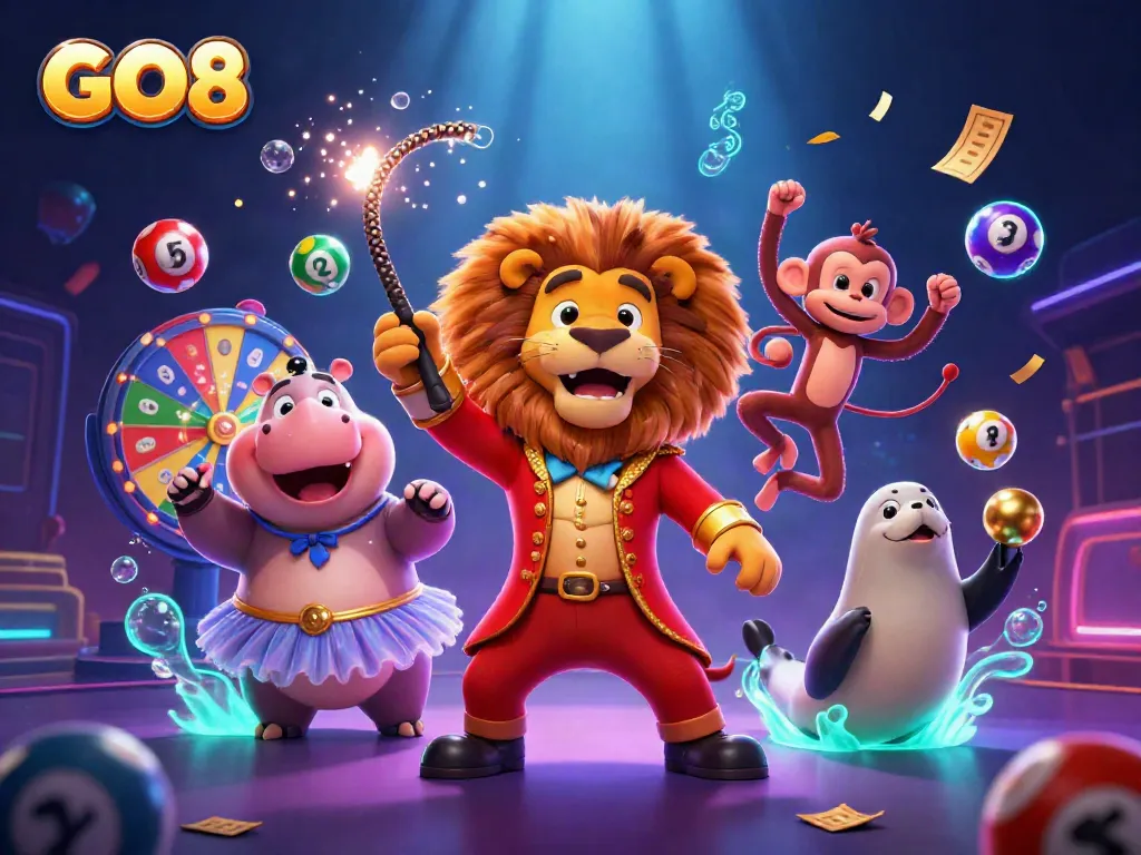 Experience the thrill of GO8 gambling with animated characters and dynamic casino elements.