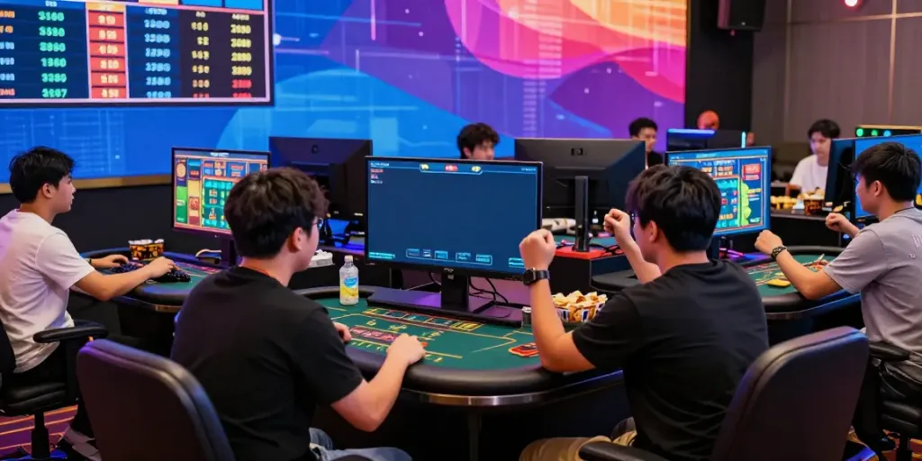 Exciting Gem88 online gaming setup with players enjoying casino and sports betting