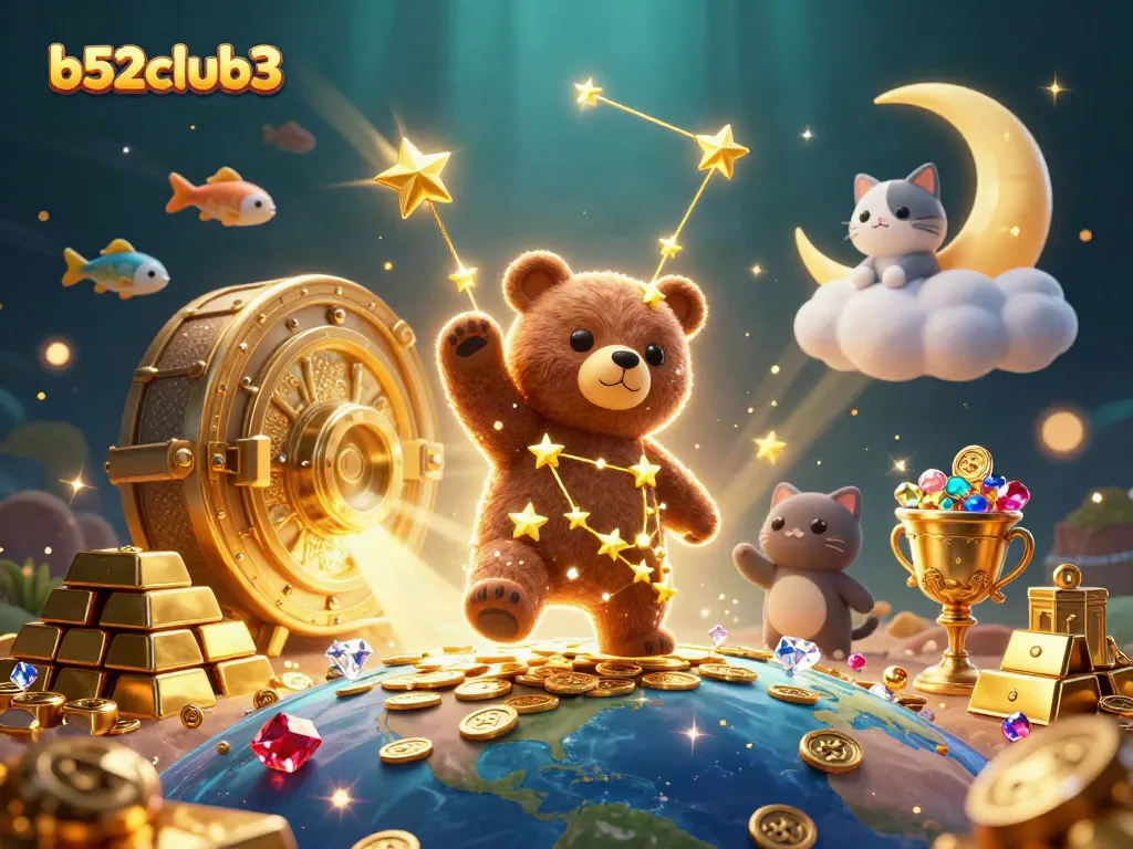 Win big at b52club3 by scooping golden coins and gems in a vibrant casino-themed scene.