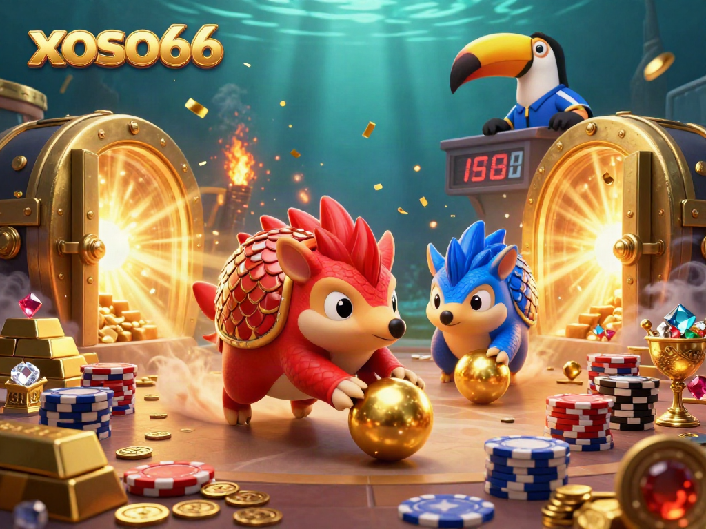 Engage with xoso66's thrilling experience as rival pangolins bowl through vibrant casino chips.