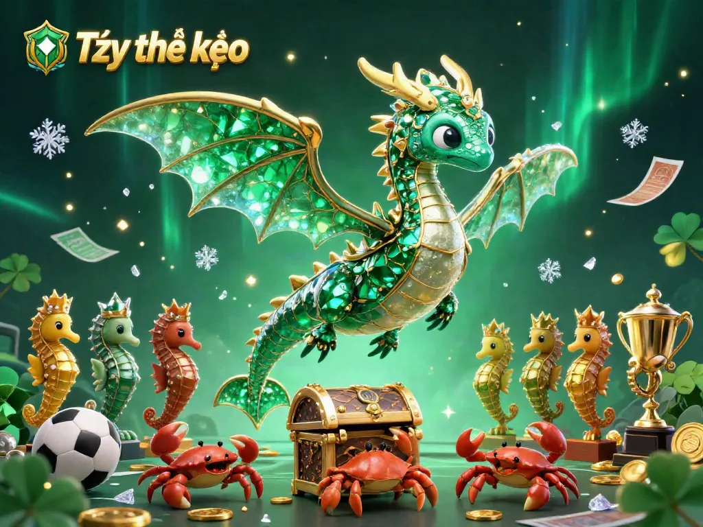 Engage with Tỷ lệ kèo and explore dynamic sports betting elements featuring sea dragons and treasures.