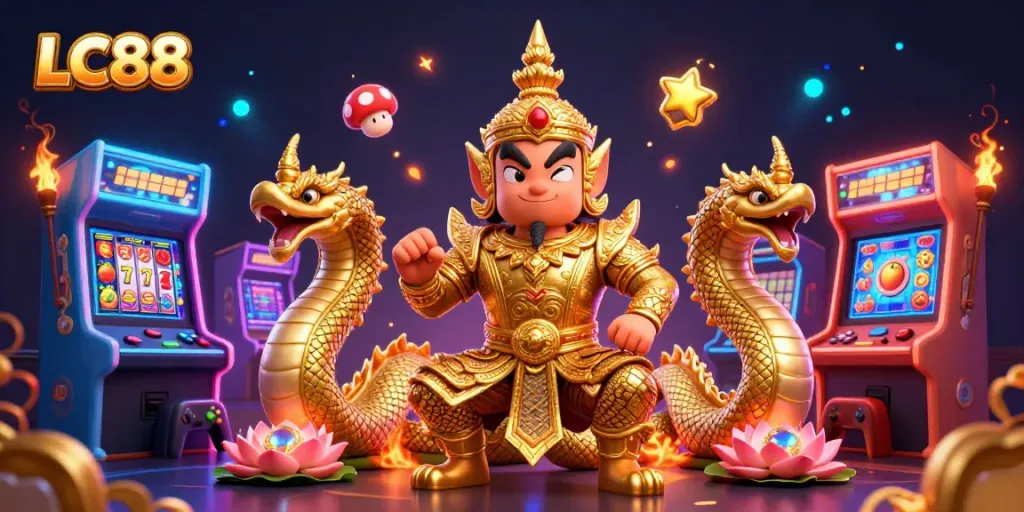 Engage in thrilling slot action with LC88 as cute guardian characters inspire fortune.
