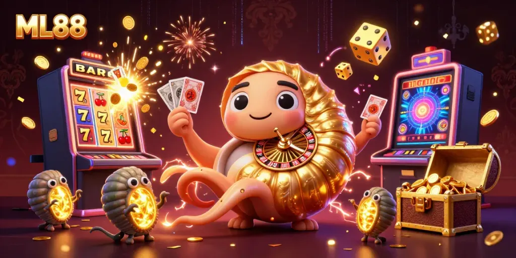 Experience thrilling gameplay at ML88 with vibrant casino elements and engaging characters.