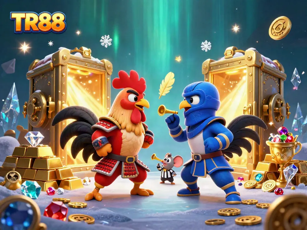 Engage in fierce competitive gaming with TR88’s fighting roosters, backed by treasures of victory.