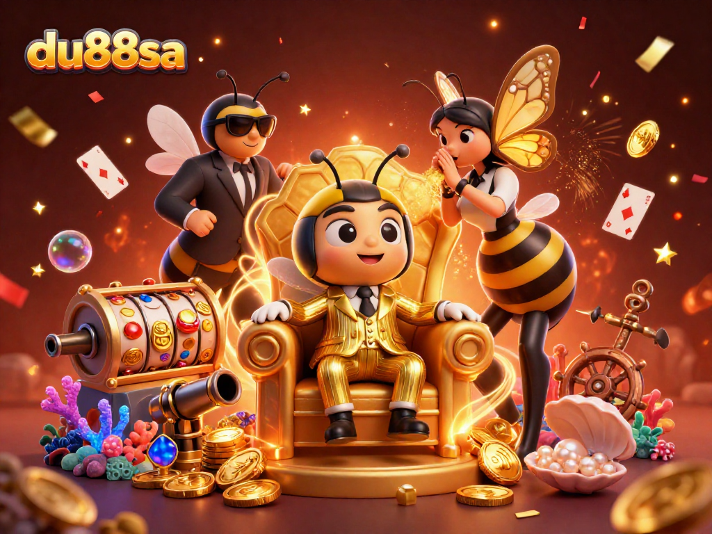 Experience du88sa's vibrant casino world featuring slot reels and thrilling characters.