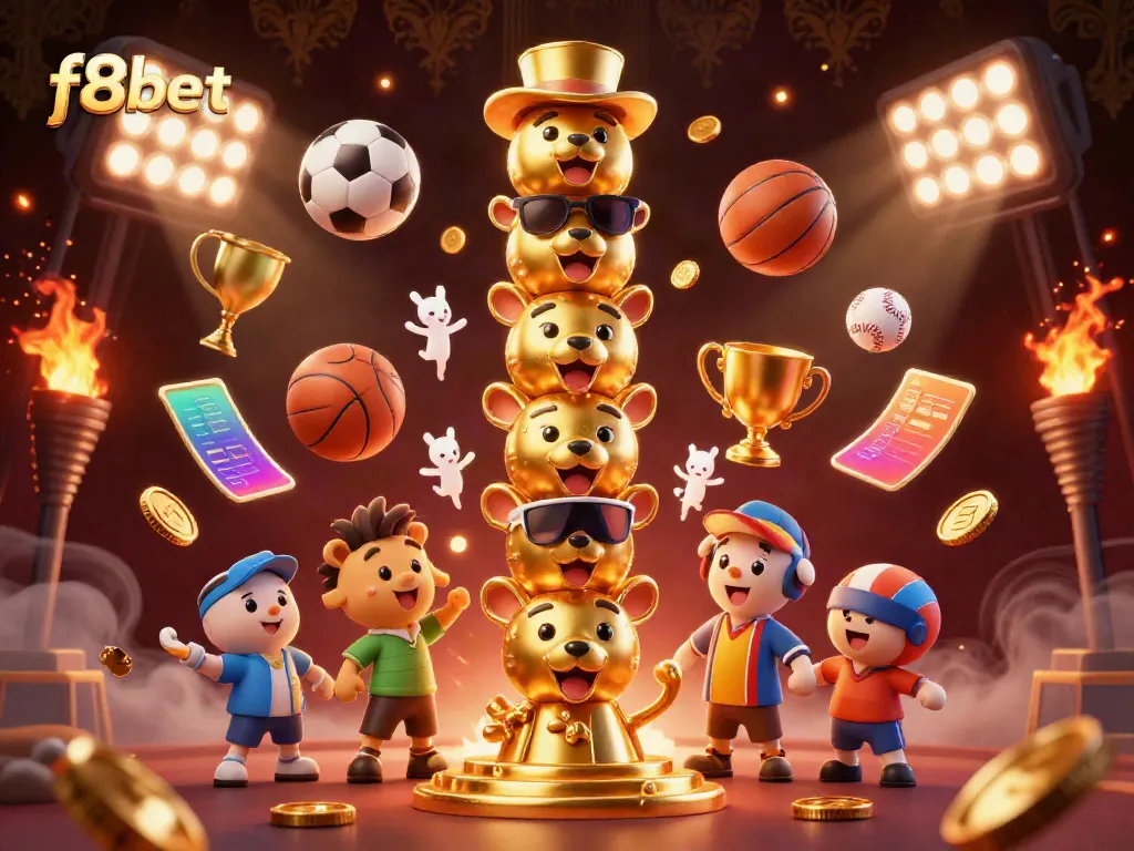 Experience f8bet with thrilling sports action and casino excitement in vibrant 3D illustration.