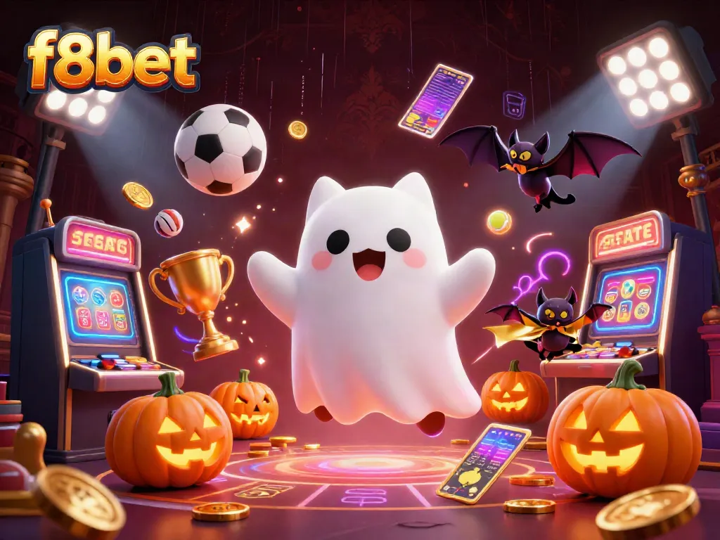 Experience thrilling adventures with f8bet, as a friendly ghost cat haunts a vibrant casino.