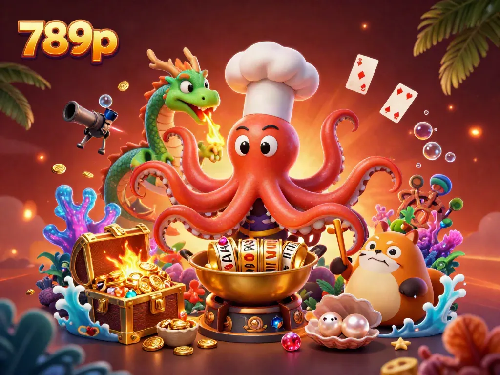 Experience excitement at 789p with vibrant slots, golden treasures, and playful characters in a 3D casino world.