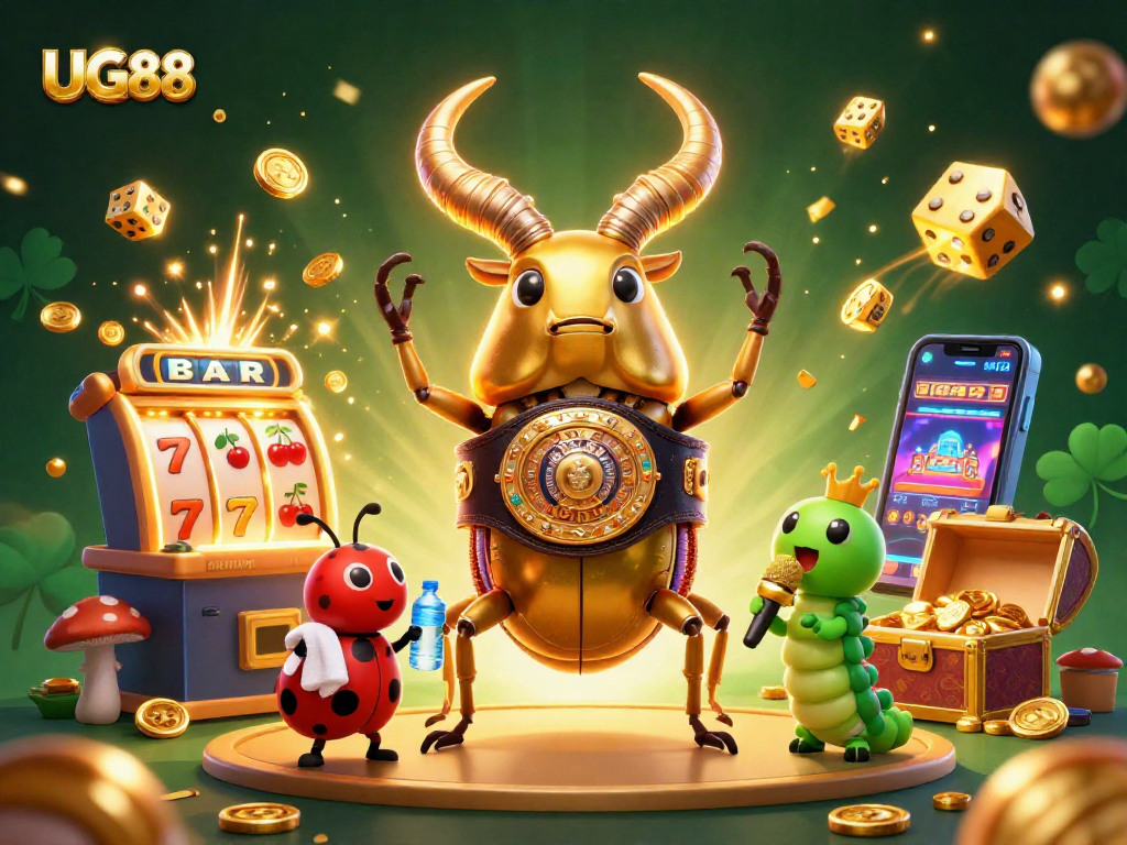 Experience thrilling jackpots at UG88 with giant beetles and vibrant casino elements.