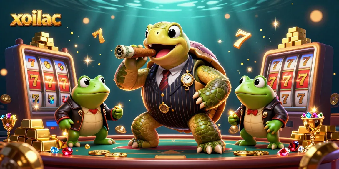 Experience thrilling slot action at xoilac with an illustrated casino scene bursting with energy.