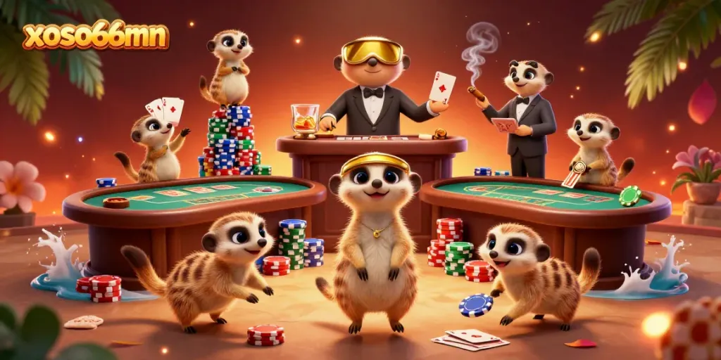 Experience the excitement of xoso66mn with meerkats running a lively casino operation.