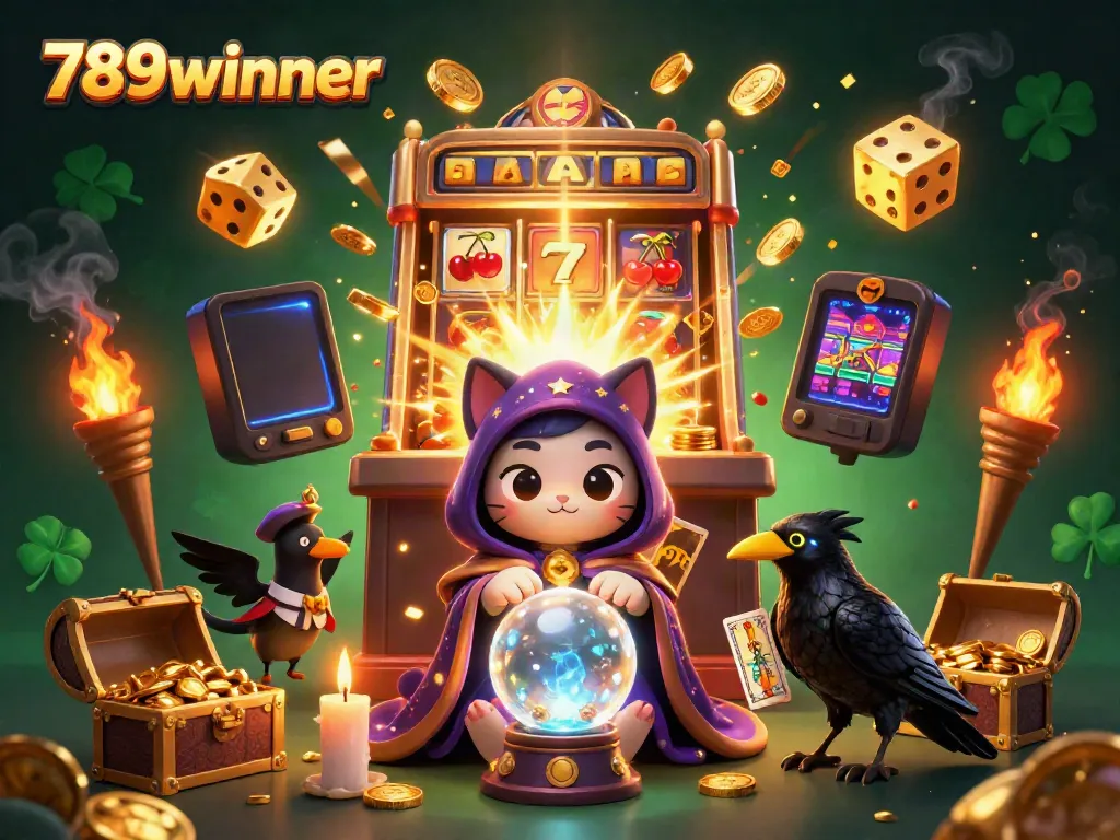 Experience thrilling wins with 789winner as a mystical cat and raven conjure jackpots in a vibrant casino.