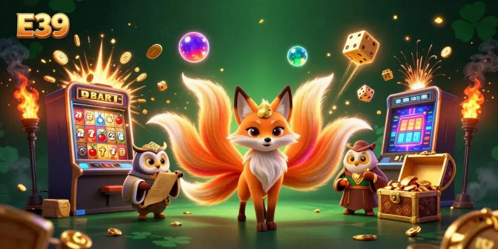 Experience the thrill of E39 with vibrant slot machines, mystical characters, and colorful casino games.