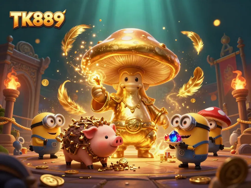 Experience the excitement of TK889 with our enchanting gaming scene featuring magical elements and treasures.