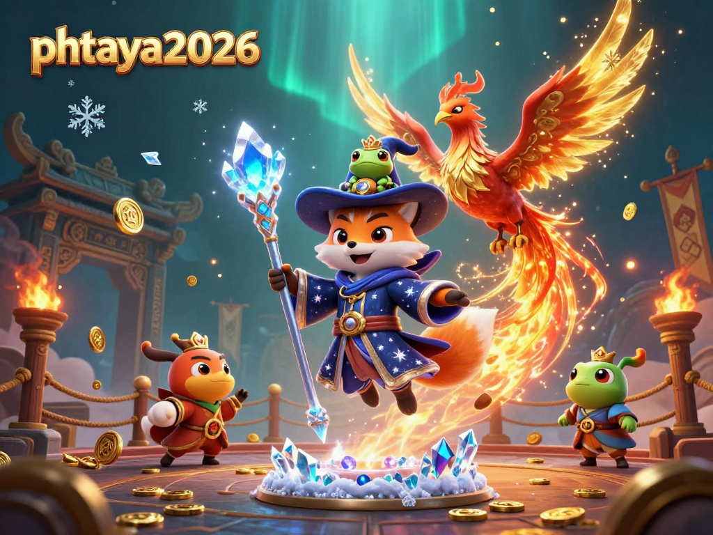 Phtaya2026's casino scene showcasing dynamic wizarding gaming with vibrant characters and gold elements.