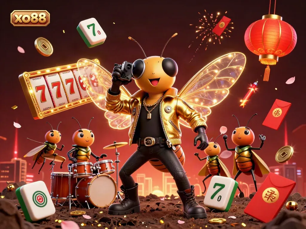 Experience thrilling gaming at xo88 with a vibrant 3D casino celebration featuring dynamic characters.