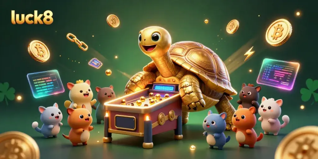 Experience exciting gameplay at luck8 with a vibrant 3D casino illustration showcasing fun activities.