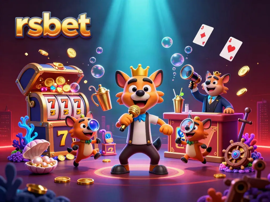 Experience the vibrant world of rsbet with a lively casino scene featuring hyenas in a comedic setup.