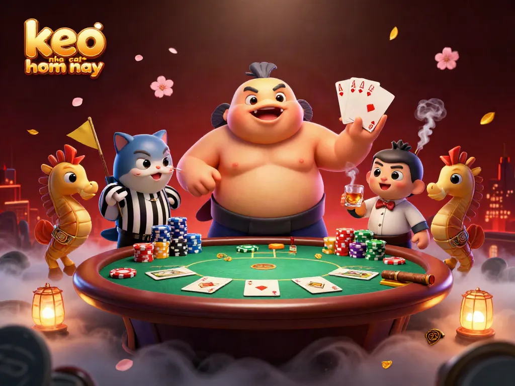 Engage with keo nha cai hom nay at an underwater poker showdown featuring colorful characters and dynamic action.