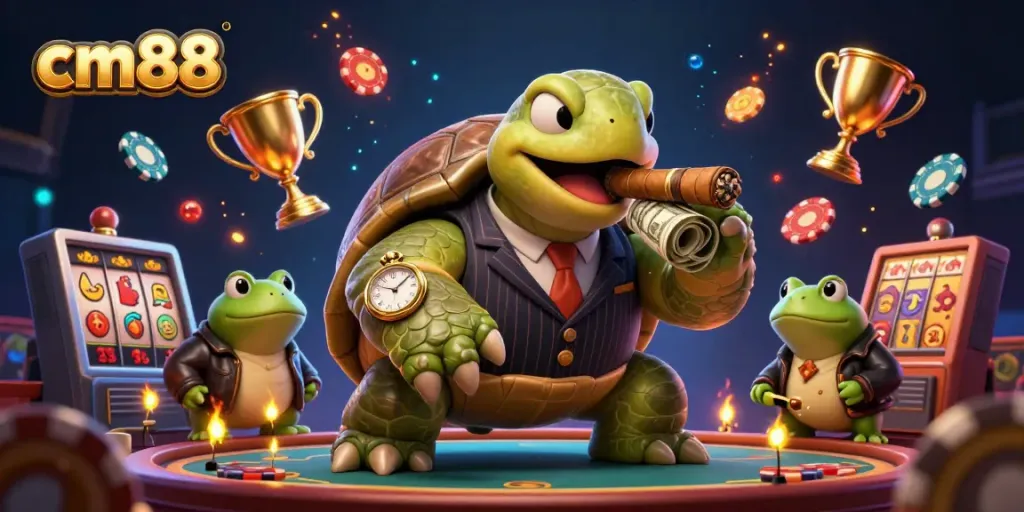 Experience thrilling gameplay with cm88 as a vintage mobster snapping turtle and bullfrog enforcers illuminate the casino scene