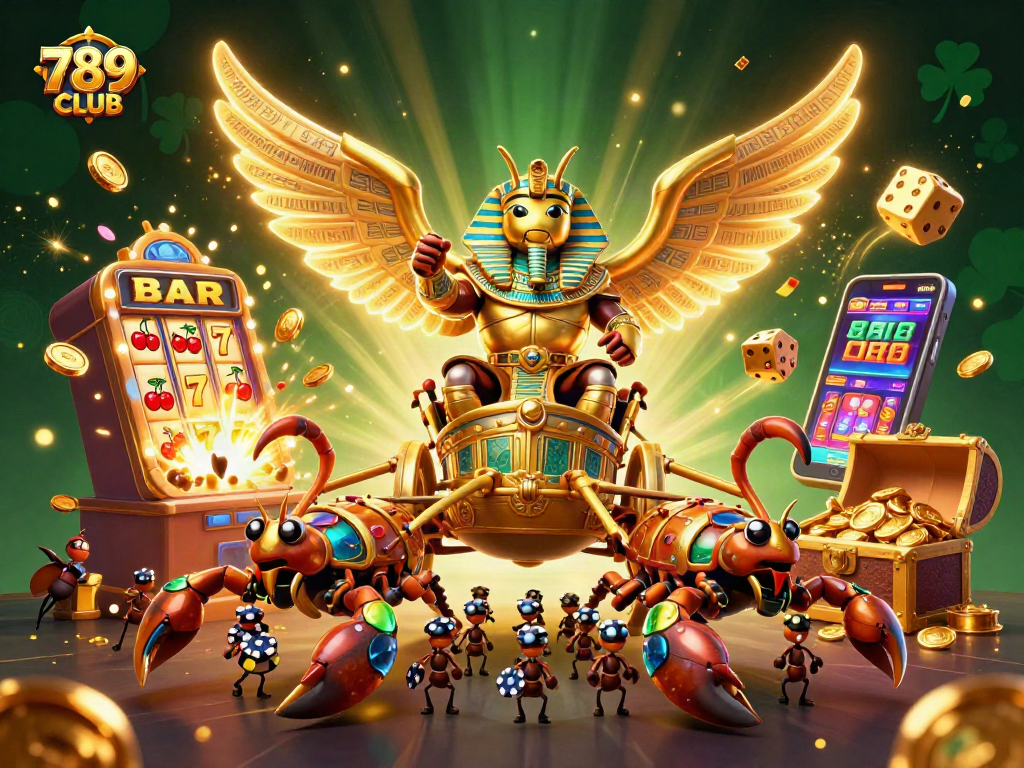 Experience the thrilling 789CLUB with vibrant casino elements in a dynamic 3D illustration.