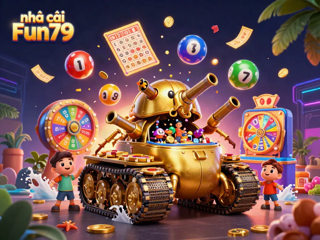 Experience the vibrant excitement of nhà cái Fun79 in this ultra-detailed casino illustration.