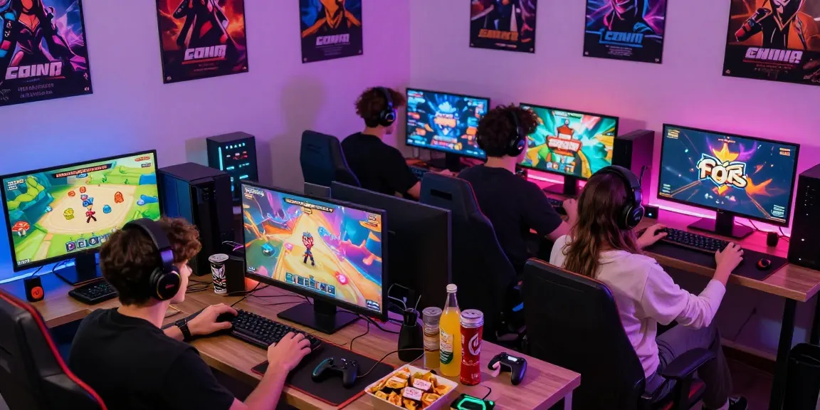 Engaging scene of players enjoying porn games online in a vibrant gaming environment with colorful interfaces and cozy atmosphere.