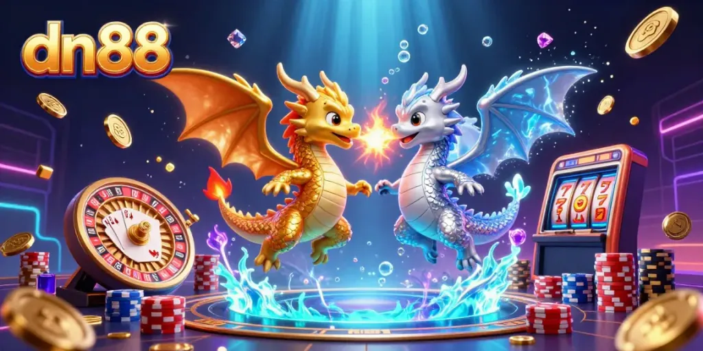 Cascade golden coins while dragons battle for fortune at dn88 online casino.