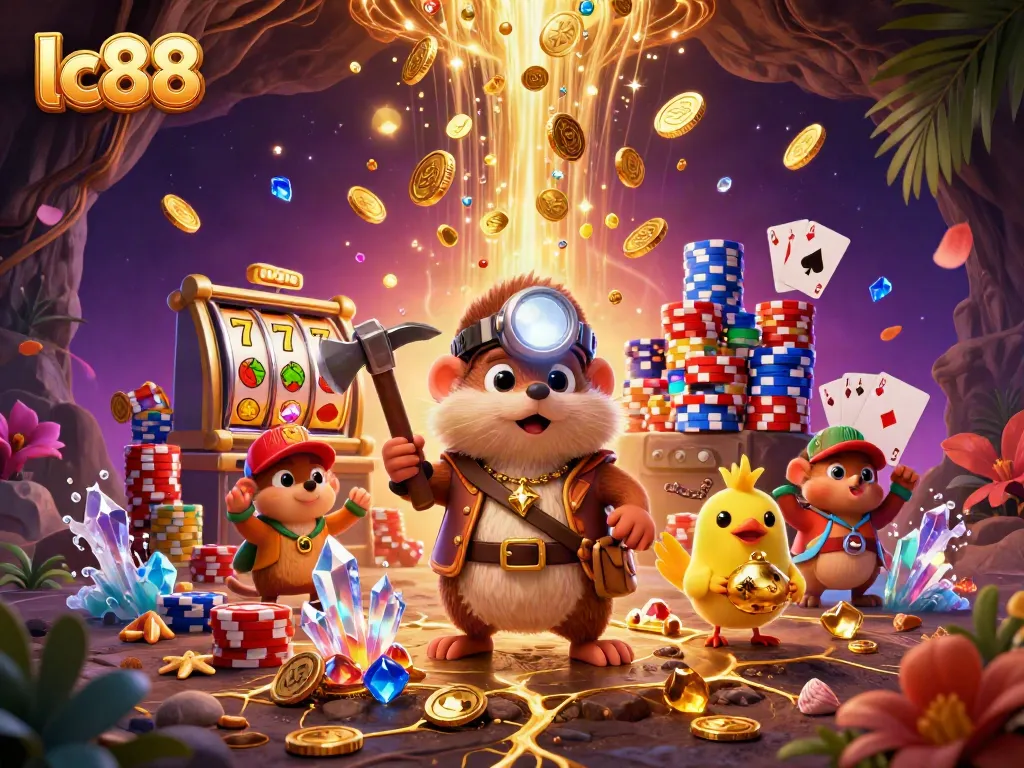 Experience the excitement of lc88 with a treasure hunter mole and vibrant casino elements.