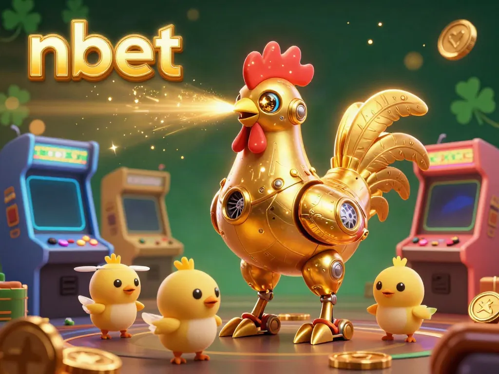 Engage in thrilling gameplay with nbet's dynamic casino experience featuring a golden robot and sparkly game elements.