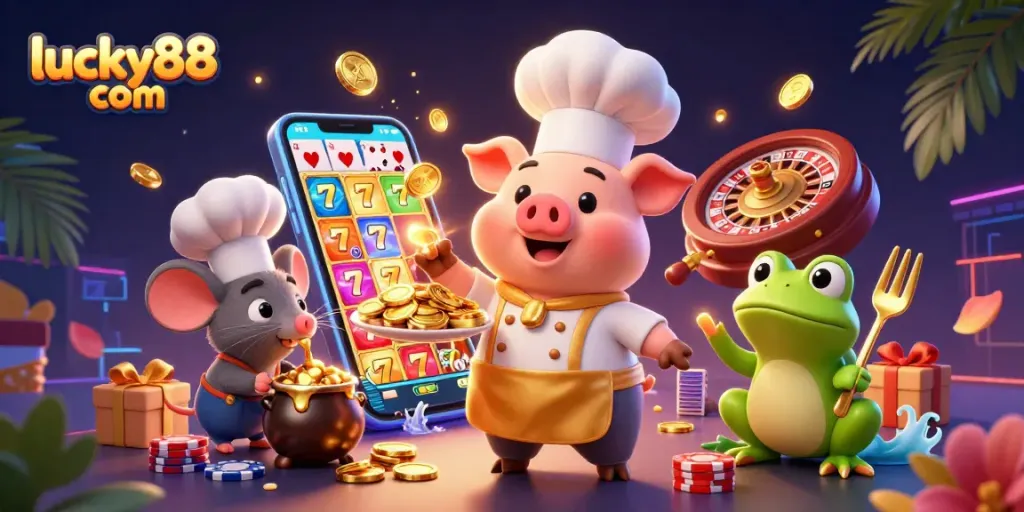 Experience the excitement at lucky88 com with engaging casino action featuring vibrant game symbols.