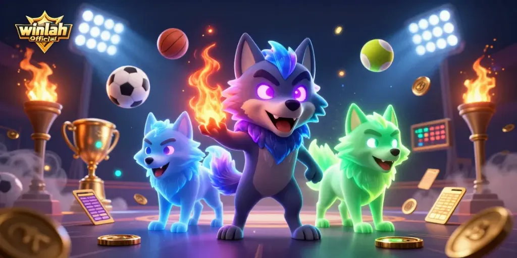 Engage with winlah-official's thrilling betting action in a dynamic 3D casino scene.